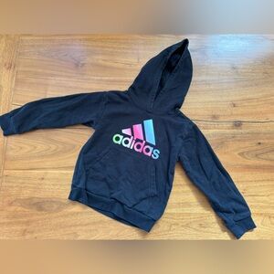 Adidas Kids Black Hoodie with Multicolor Logo Size Small